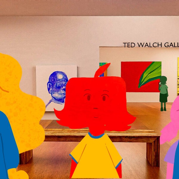 A group of girls in an art gallery.